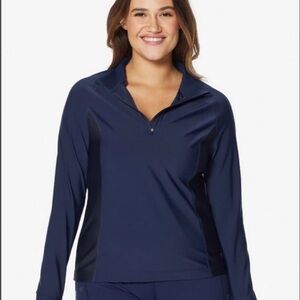 Ruby Ribbon Starlight Quarter Zip Sport Top Midnight/Black Size Small